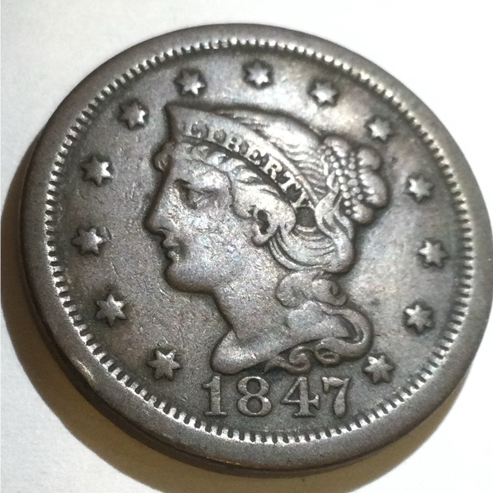Extremely Fine 1847 United States Earlier Large Cent- High Grade & Strong Strike
